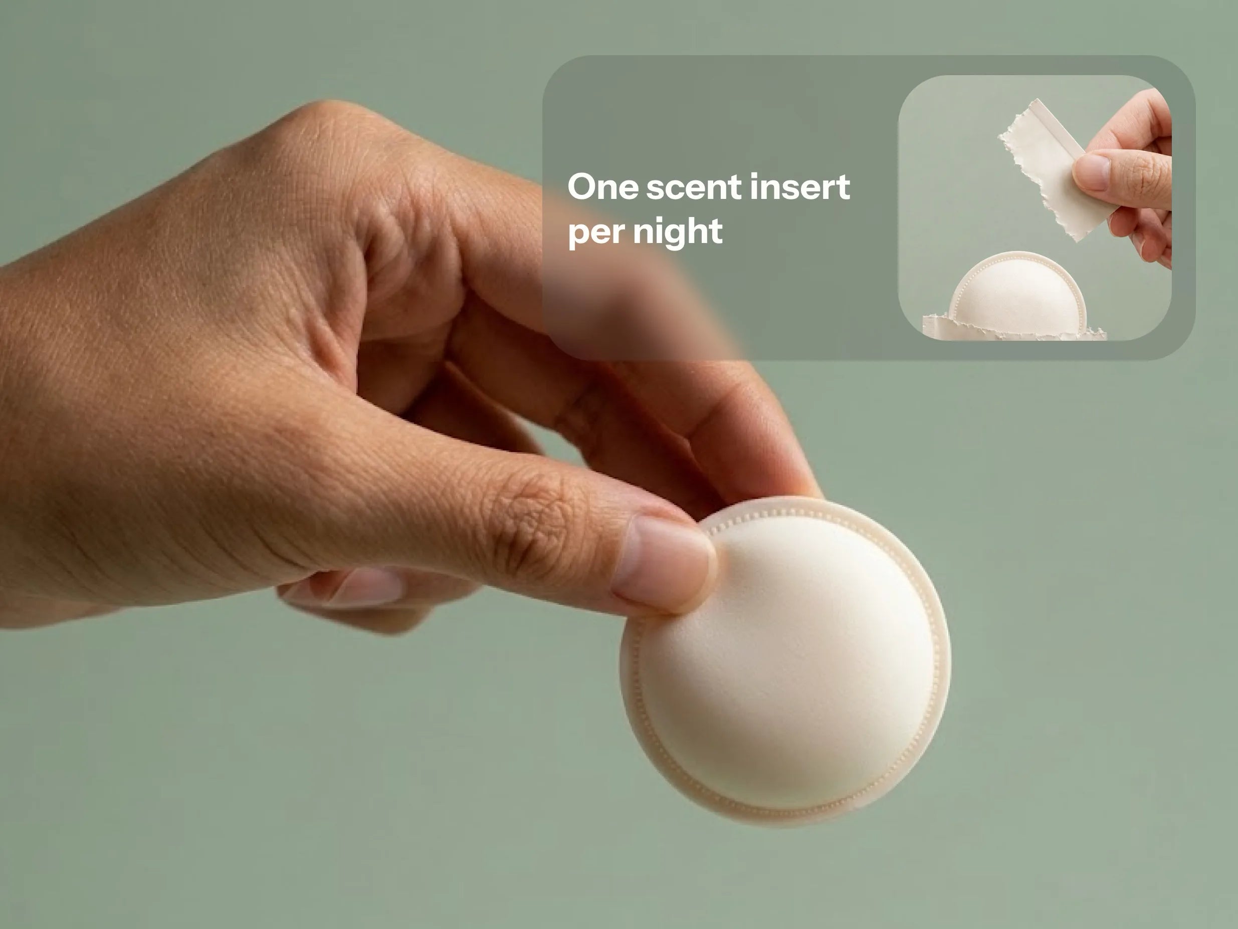 Scent insert shown with the Beside pillow pocket for one fresh insert per night