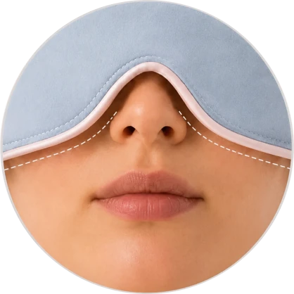 Contoured Sleep Hood fit around the nose and cheeks
